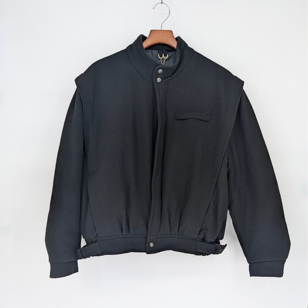 Vintage Excelled Wool Moto Jacket Men's Size 42 – Black 80s/90s Quilted Lined